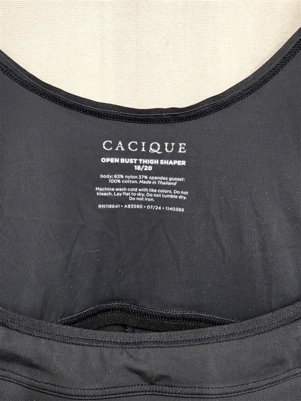 NWOT Cacique 18/20 Open Bust Thigh Shaper Black 130240