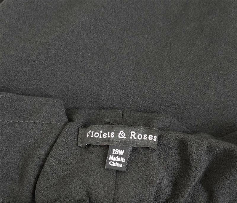 NWT Violets & Roses 18W Hailey Trouser Pockets Pants Black 130242