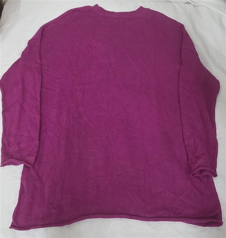 PO Eileen Fisher M Organic Cotton Sweater Fuchsia Purple Tunic 130244