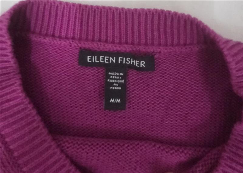 PO Eileen Fisher M Organic Cotton Sweater Fuchsia Purple Tunic 130244