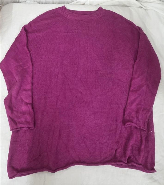 PO Eileen Fisher M Organic Cotton Sweater Fuchsia Purple Tunic 130244