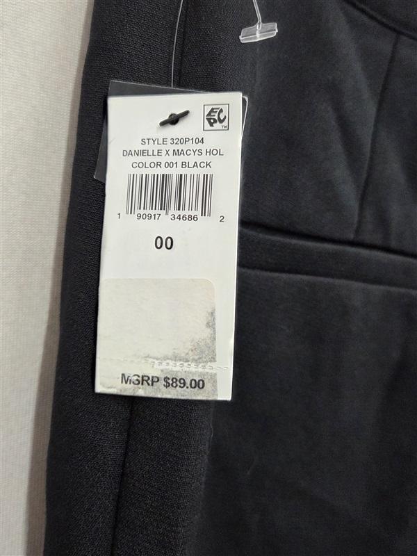 NWT Danielle Bernstein 00 Faux Fur Trim Slim Straight Leg Pants 130245