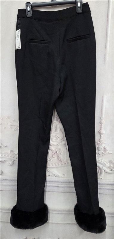 NWT Danielle Bernstein 00 Faux Fur Trim Slim Straight Leg Pants 130245