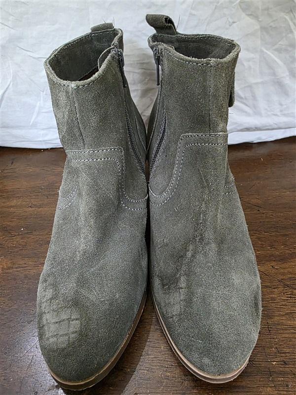 NWOT Diba 7.5 Olive Green Suede Stacked Heel Ankle Boots 130251