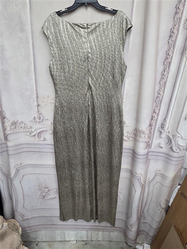 NWT Connected Apparel 16 Cowl Neck Gold Evening Gown Midi Dress 130262