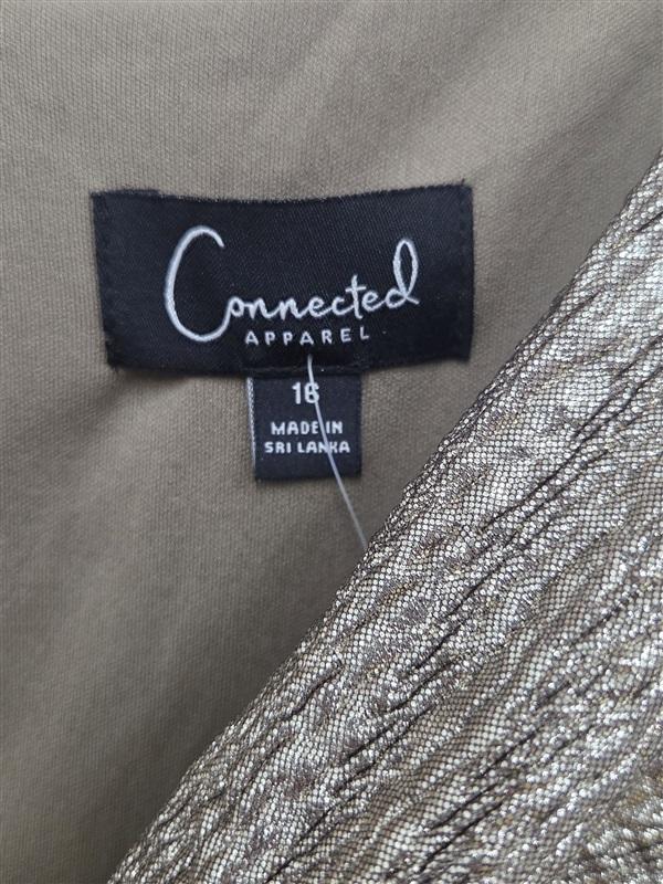 NWT Connected Apparel 16 Cowl Neck Gold Evening Gown Midi Dress 130262