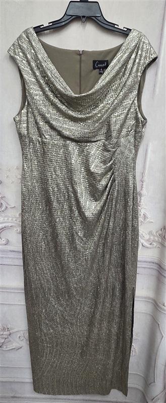 NWT Connected Apparel 16 Cowl Neck Gold Evening Gown Midi Dress 130262