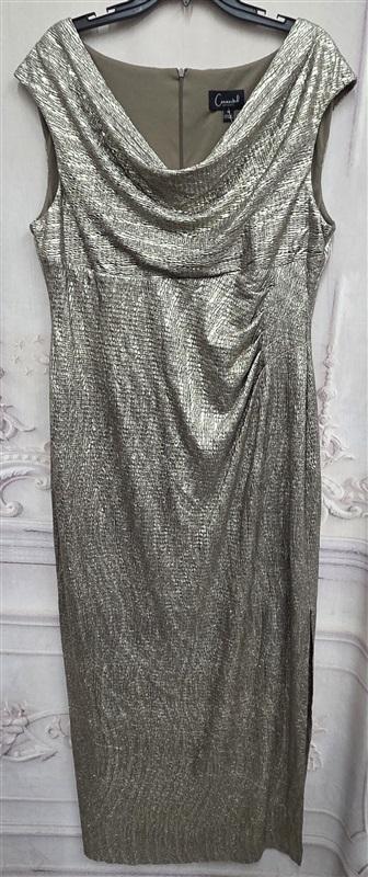 NWT Connected Apparel 16 Cowl Neck Gold Evening Gown Midi Dress 130262