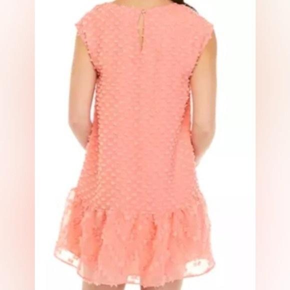 NWT Cupio 3X Crew Neck Ruffle Hem Drop Waist Dress Peach Pink 130264