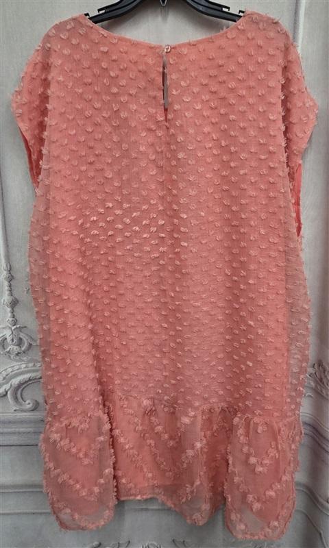 NWT Cupio 3X Crew Neck Ruffle Hem Drop Waist Dress Peach Pink 130264