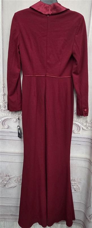 NWT Adrianna Papell 2 Red Crepe Tuxedo Evening Gown Long Double Breasted 130265