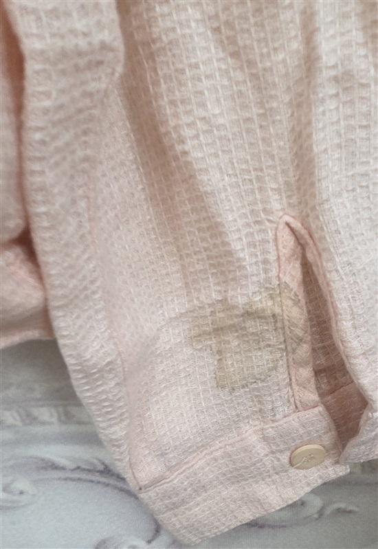 NWOT Eileen Fisher L Peach Waffle Linen Button Shirt Pockets 130269