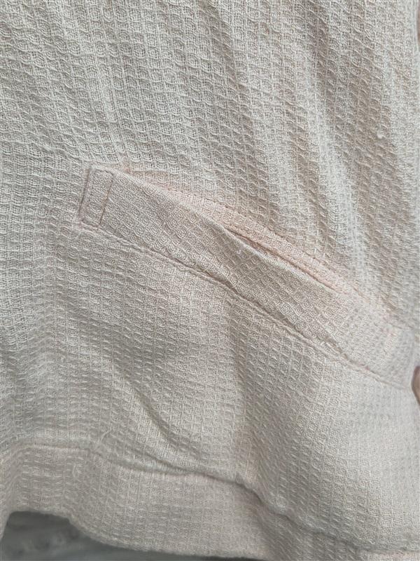 NWOT Eileen Fisher L Peach Waffle Linen Button Shirt Pockets 130269