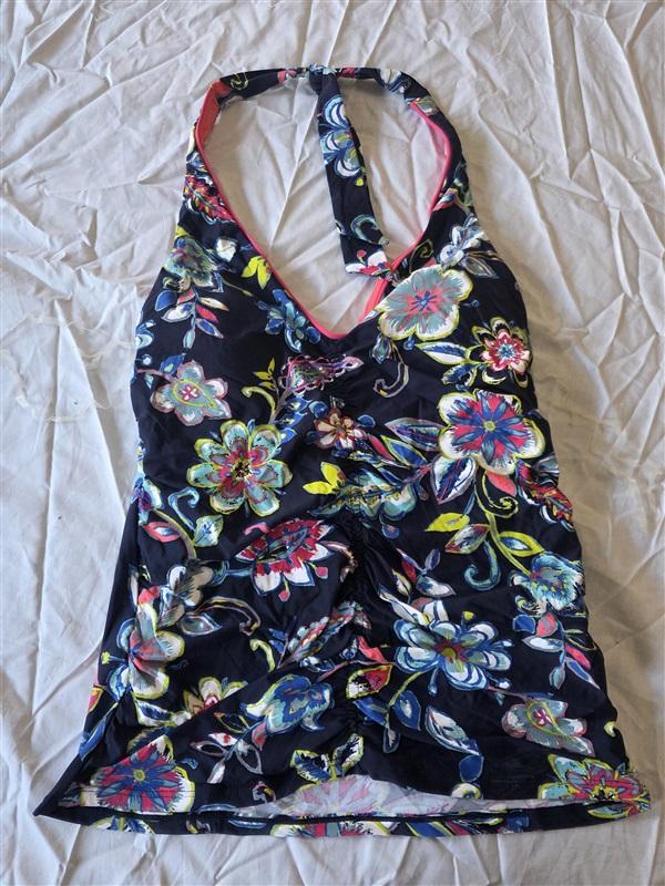NWT Anne Cole S HOLIDAY PAISLEY PIPED HALTER TANKINI 130271