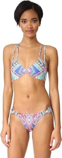 NWT Pilyq PQ S Hindi Fanned Teeny Bikini Swim Bottoms Pink Black Blue 130276