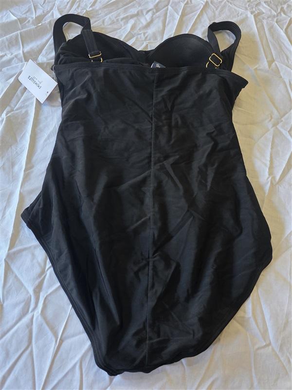 NWT Panache 34HH Anya Underwire Black 1pc Balconette Swimsuit 130282