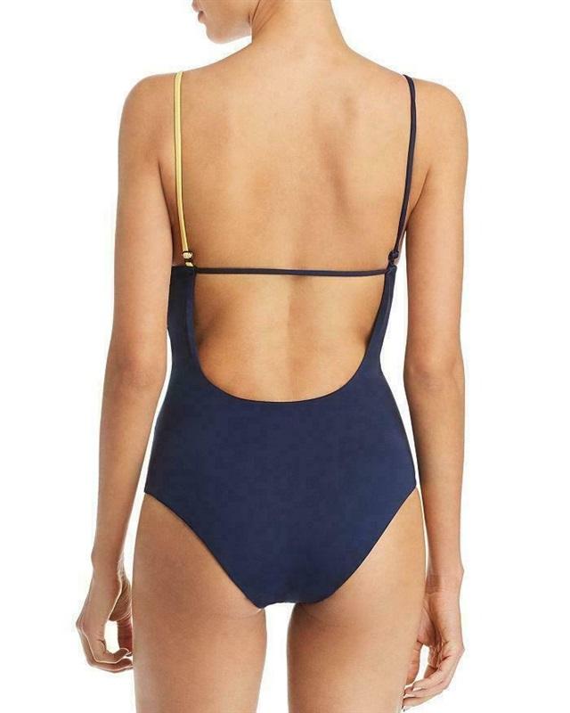 NWTD Onia L Jacque Color Blocked 1Pc Blue Yellow Swimsuit 130283