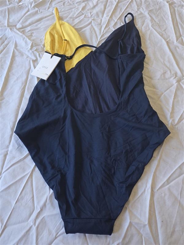 NWTD Onia L Jacque Color Blocked 1Pc Blue Yellow Swimsuit 130283
