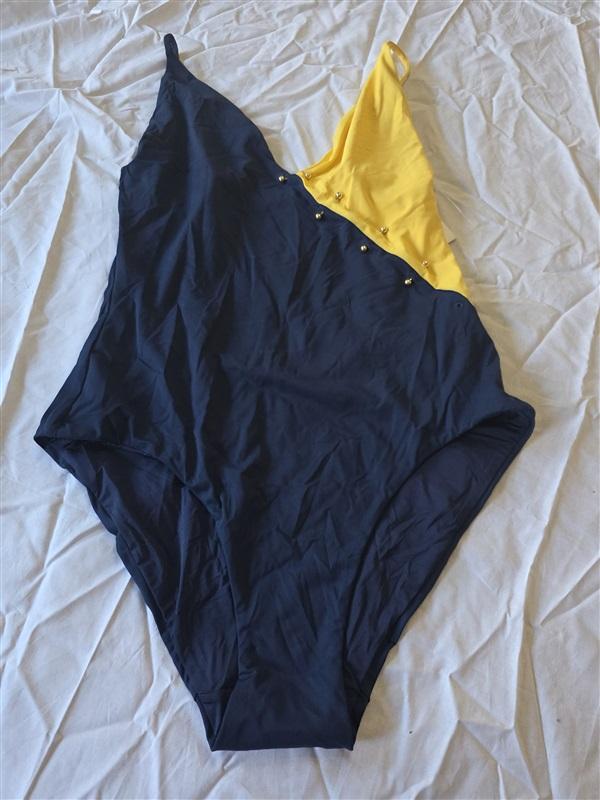 NWTD Onia L Jacque Color Blocked 1Pc Blue Yellow Swimsuit 130283