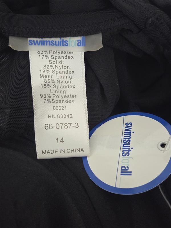 NWT Swimsuits For All 16 Ruched Underwire 1PC Swimsuit Floral Black 130284