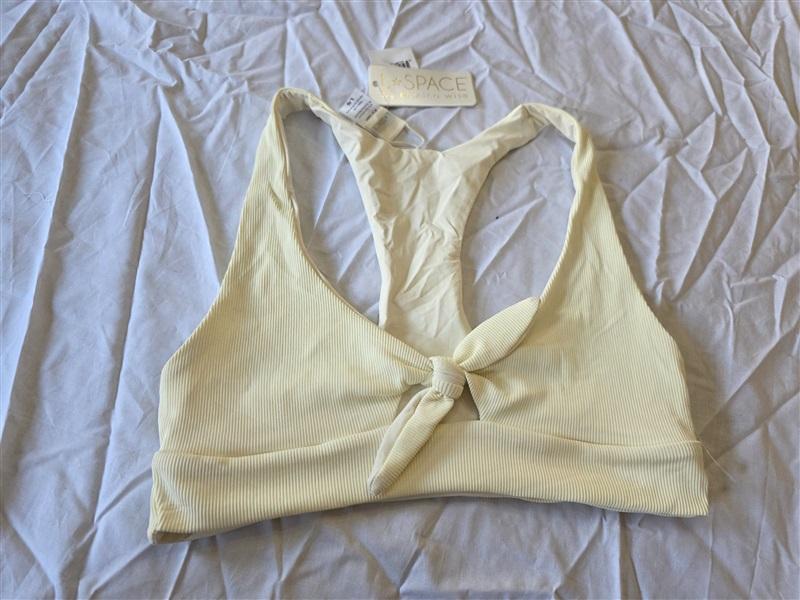 NWT L*Space Tara Large Cream Bow Keyhole Bikini Swim Top 130285