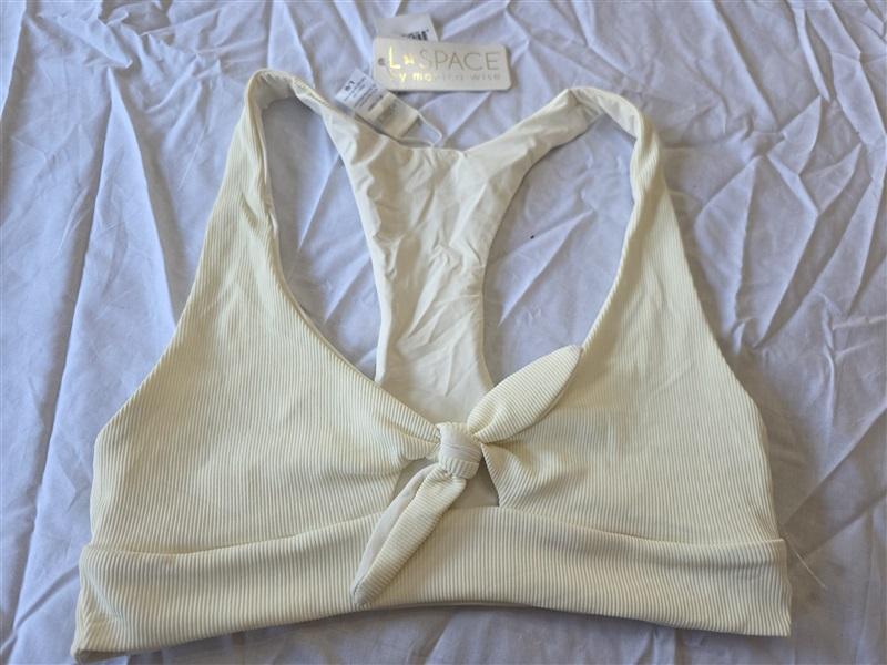 NWT L*Space Tara Large Cream Bow Keyhole Bikini Swim Top 130285