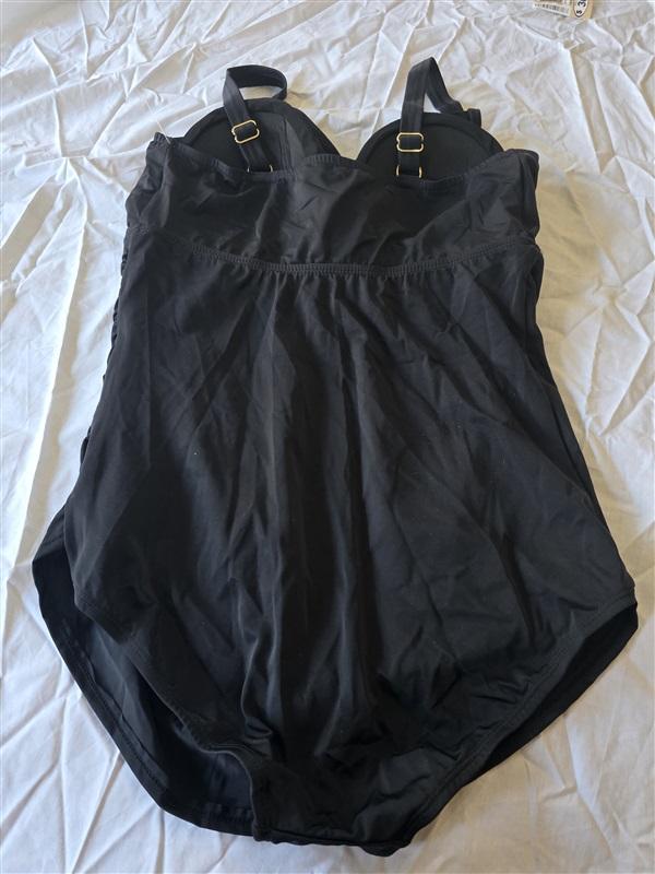 NWOT Swimsuits for All 18 1 Pc Twist Front Swim Dress V neck Black 130287
