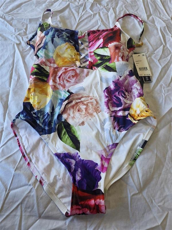 NWT La Blanca 8 Bloomfield Floral Maillot White 1pc Swimsuit 130288