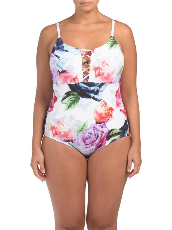 NWT La Blanca 6 Bloomfield Floral Maillot White 1pc Swimsuit 130289