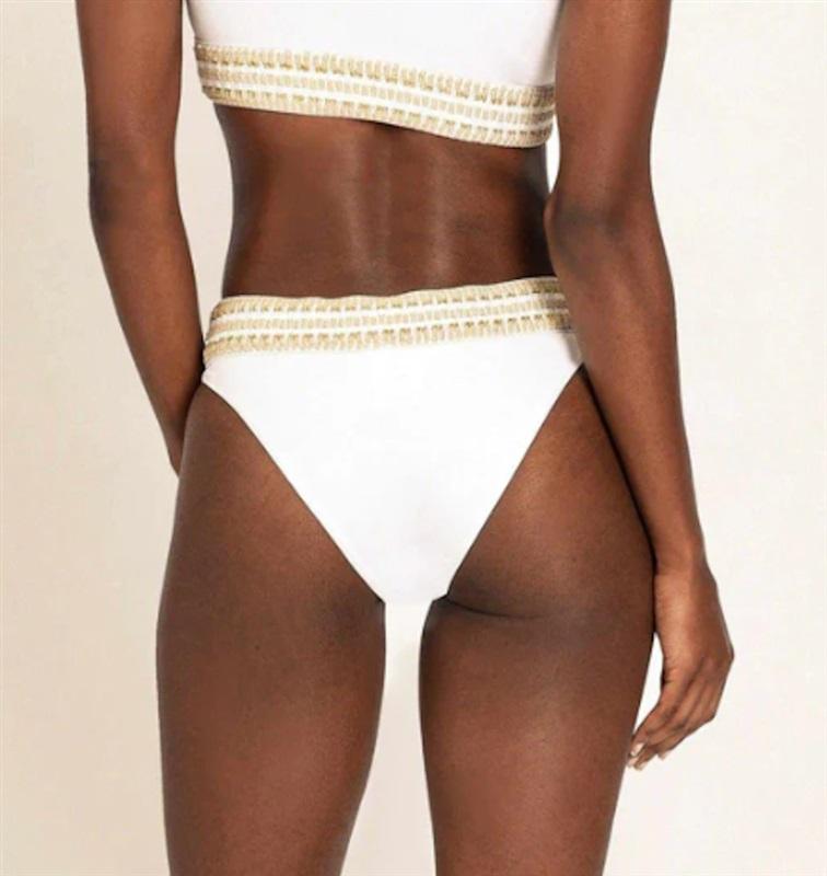 NWOT Peixoto White Zoni S Banded Ribbed Cheeky Scoop Bikini Swim Bottom 130291