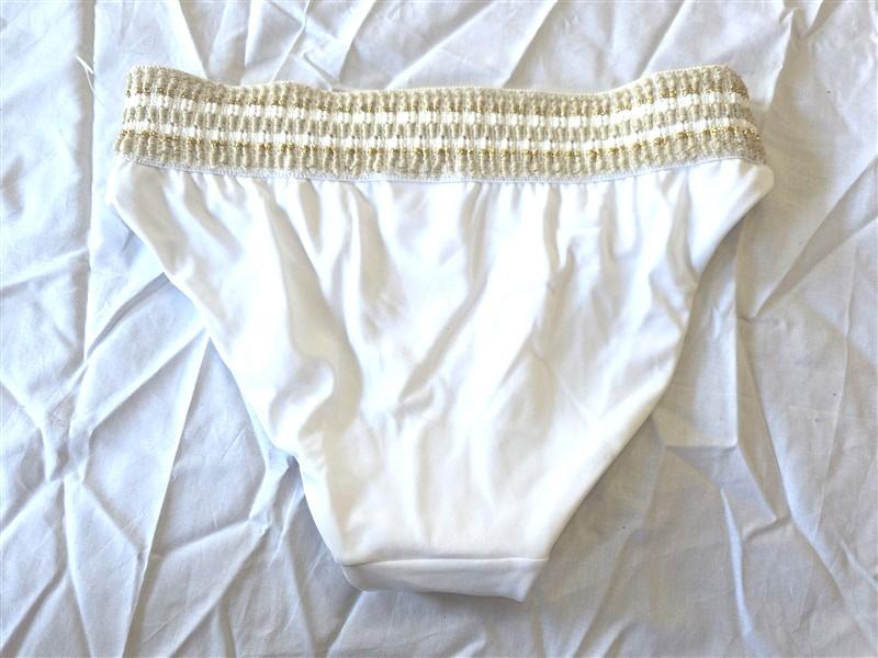 NWOT Peixoto White Zoni S Banded Ribbed Cheeky Scoop Bikini Swim Bottom 130291