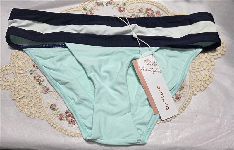NWT PIlyq Aquamarine S Colorblock Cheeky Bikini Swim Bottoms 130293