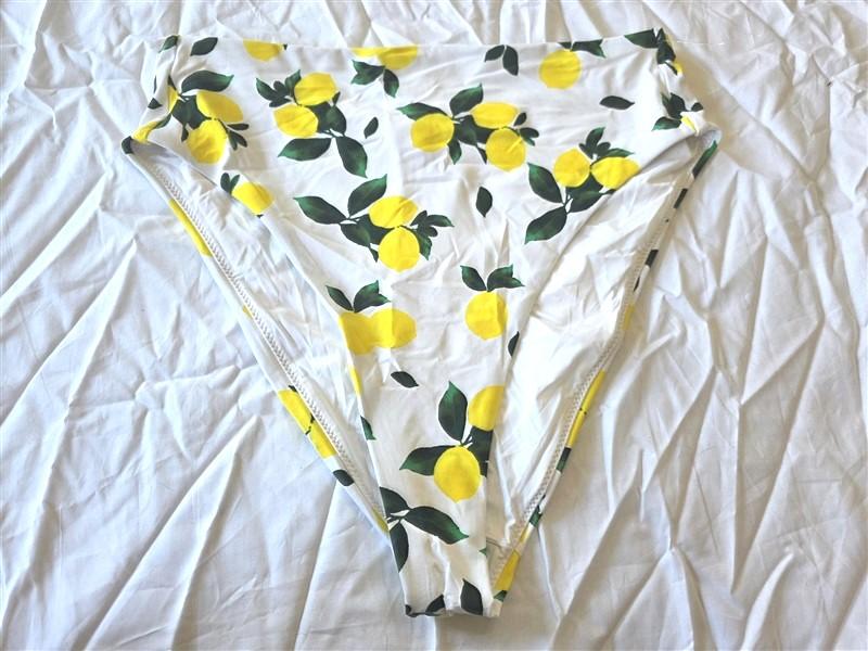 NWT Aqua Swim Lemons M High-Waisted Bikini Swim Bottom 130298