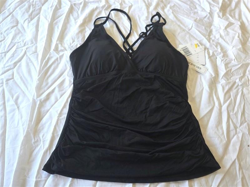 NWOT La Blanca SZ 10 Island Goddess Black Tankini Swim Top 130300
