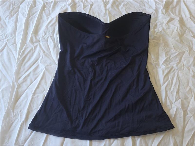 NWOT Anne Cole L Live In Color Twist Front Bandeau Tankini Swim Top Blue 130301