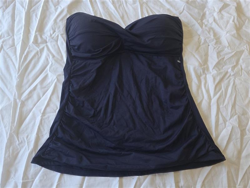 NWOT Anne Cole L Live In Color Twist Front Bandeau Tankini Swim Top Blue 130301