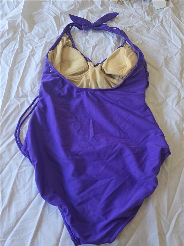 NWOT Carol Wior 10 Underwire 1pc Surplice Swimsuit Purple 130304