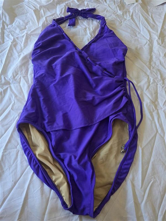 NWOT Carol Wior 10 Underwire 1pc Surplice Swimsuit Purple 130304