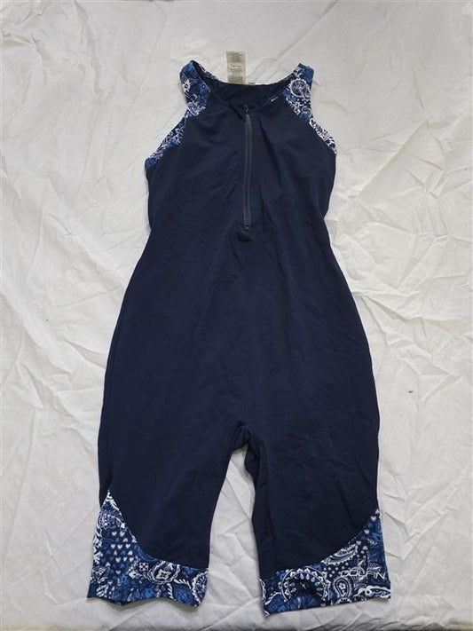 NWOT Dolfin sz 10 Aquatard Aquashape SOLID ZIP-FRONT Swimsuit Blue 130306