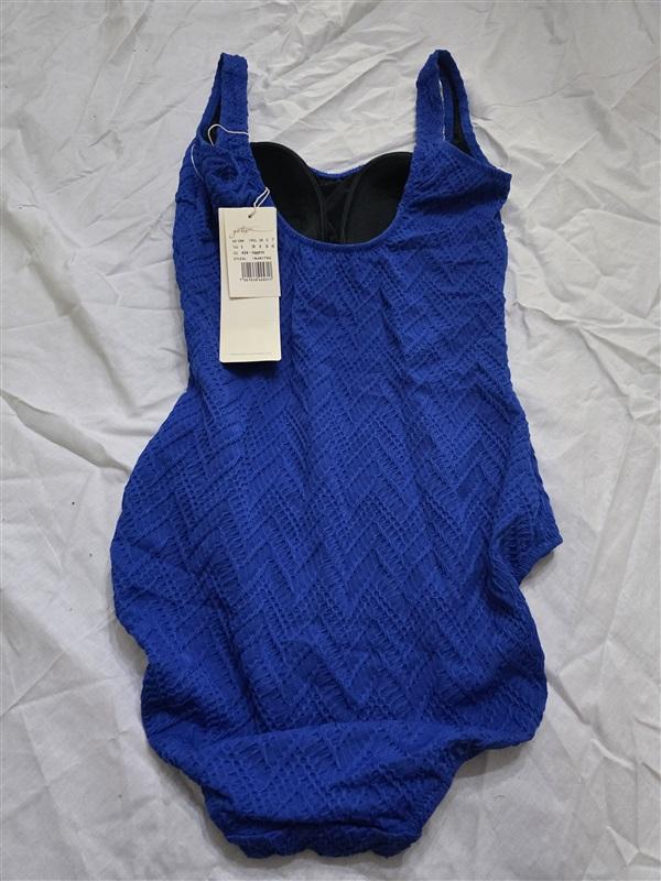 NWT Gottex 6 Rippled Scoop Neck Royal Blue 1PC Swimsuit 130308