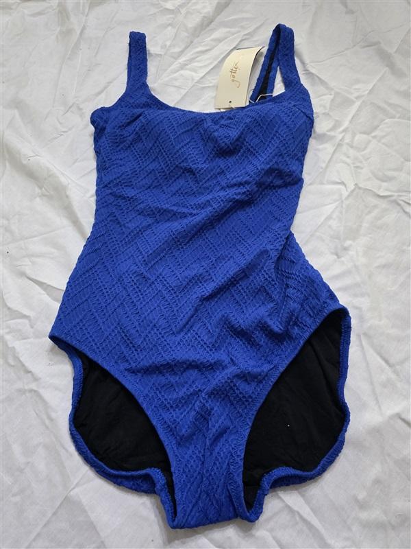 NWT Gottex 6 Rippled Scoop Neck Royal Blue 1PC Swimsuit 130308