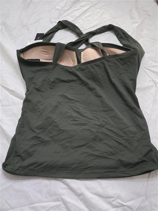 NWT La Blanca 8 Island Goddess Olive Tankini Swim Top 130310