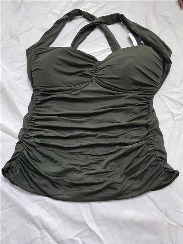 NWT La Blanca 8 Island Goddess Olive Tankini Swim Top 130310