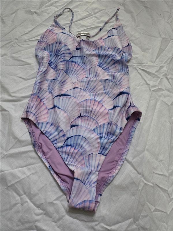 NWOT Dolce Vita S Shell-Print Ring-Back 1PC Swimsuit Pink Blue 130314