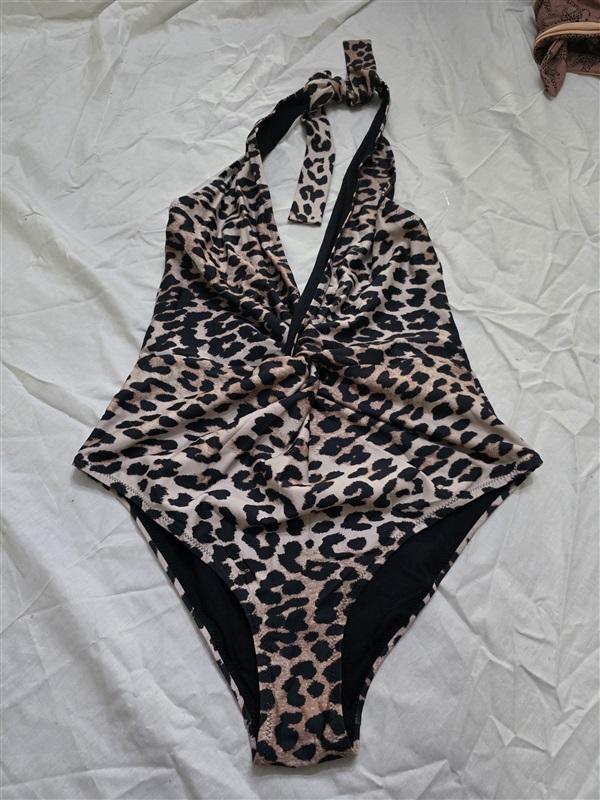 NWOT Ganni 2 Twist Front Deep V Halter ONE-PIECE Black Swimsuit 130323