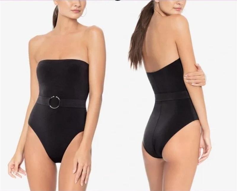 NWOTD Robin Piccone 8 Luca Bandeau 1PC Swimsuit Black 130324