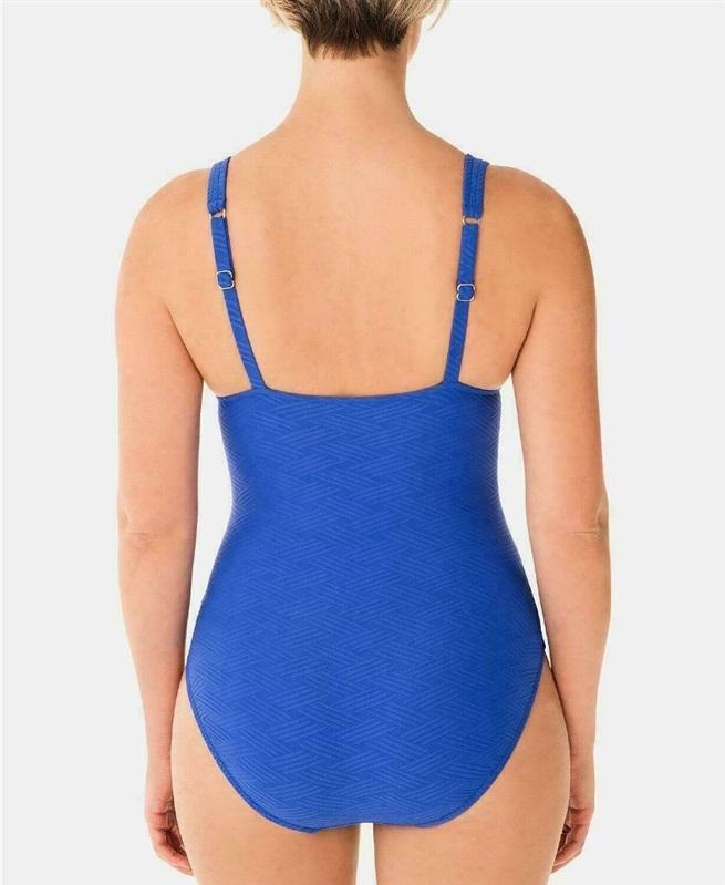 NWT Swim Solutions 16 Plunge Mio 1 pc Swimsuit Bright Blue 130325