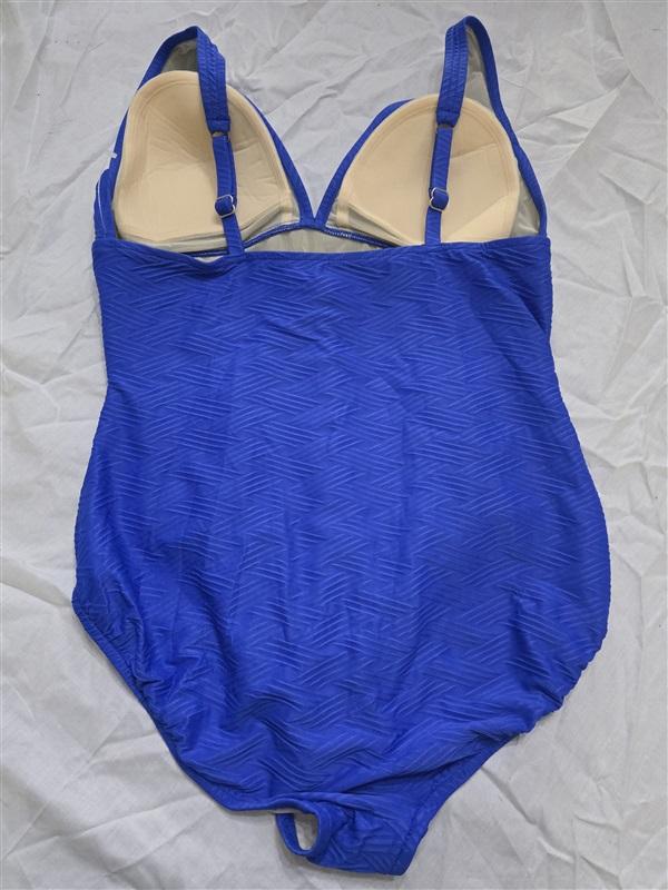 NWT Swim Solutions 16 Plunge Mio 1 pc Swimsuit Bright Blue 130325