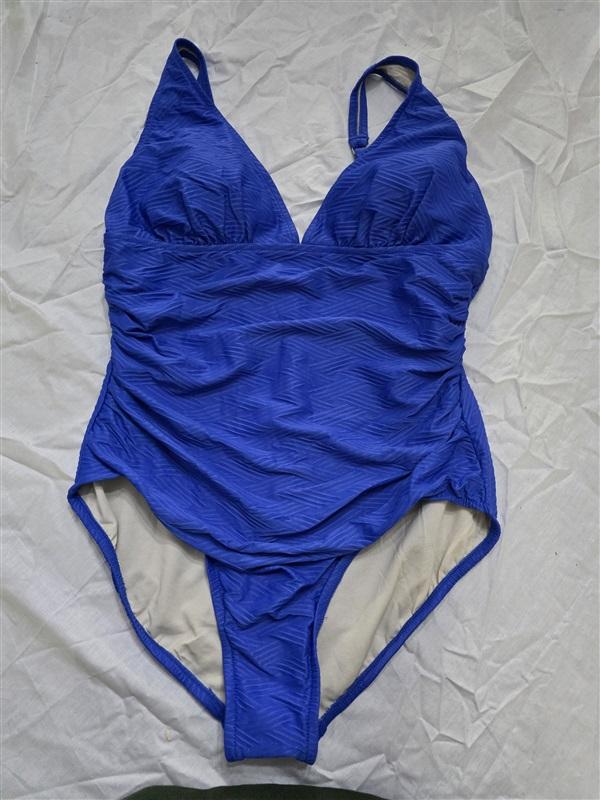 NWT Swim Solutions 16 Plunge Mio 1 pc Swimsuit Bright Blue 130325