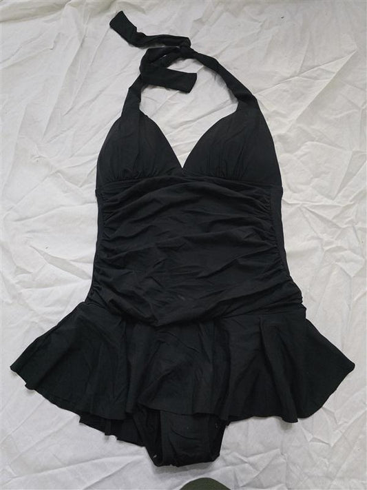NWOT Chaps by Ralph Lauren 8 Plunge 1PC Halter Swim Dress 130336